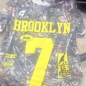 SHEIN Womens Brooklyn Camo Jersey - Yellow and Gray
